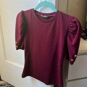Puff sleeve solid tee